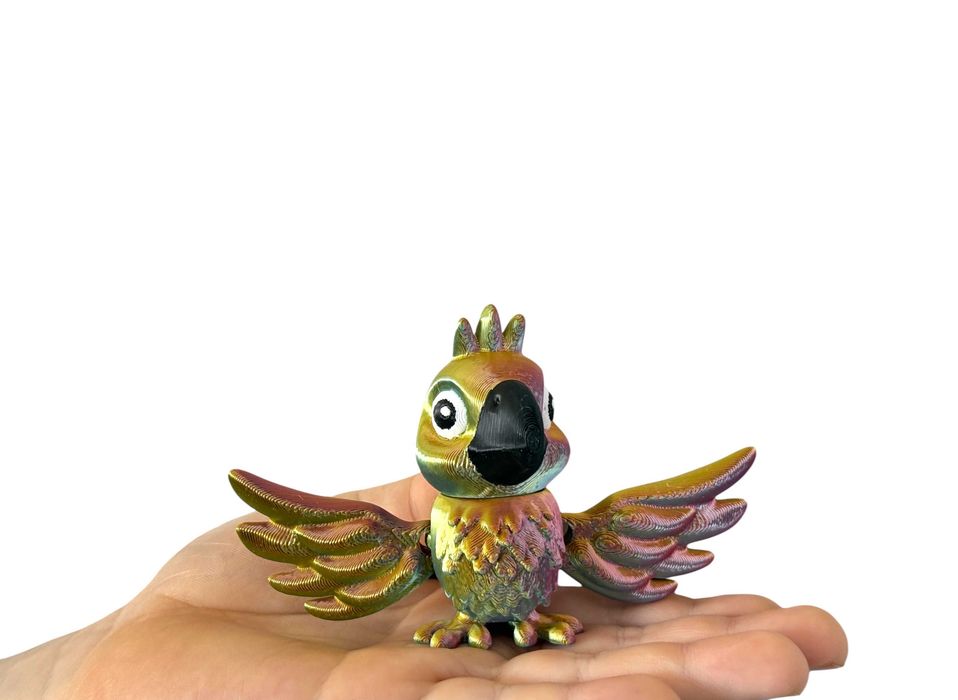 Papuga 3D – bajkowa, kolorowa przegubowa figurka, dekoracja