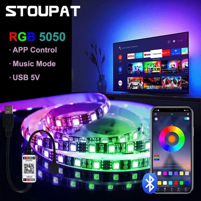 Светодиодная лента LED RGB 5050 5м USB Bluetooth Светодиодная Лента