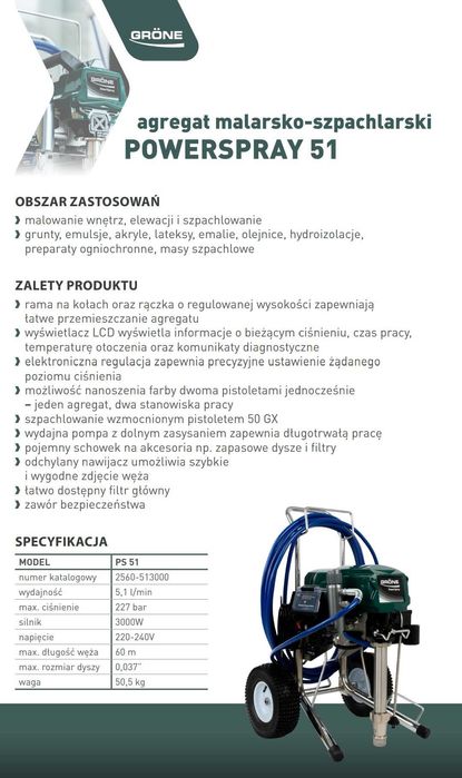 Agregat malarsko Szpachlarski Do gładzi Grone Power Spray 51