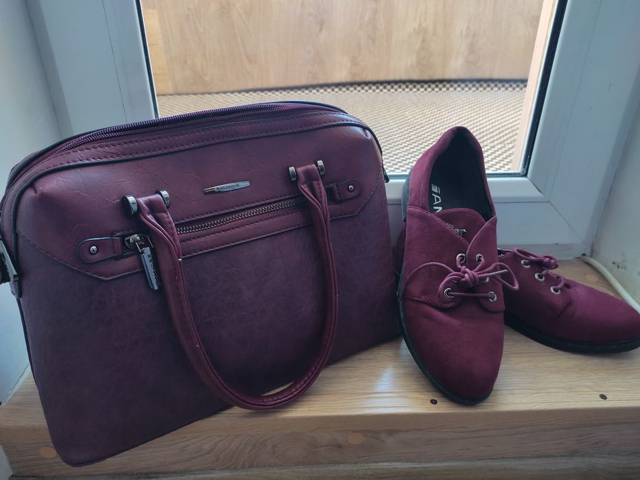 Туфлі + сумка кольору марсала