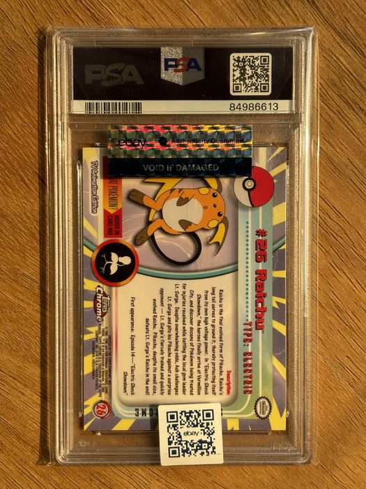 2000 Topps Chrome Pokemon Raichu Spectra PSA 10