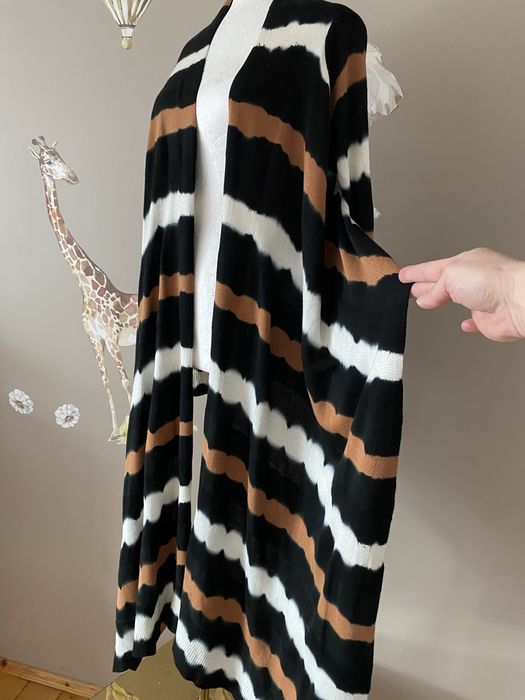 Kardigan długi asymetryczny narzutka elegancka Karen Millen