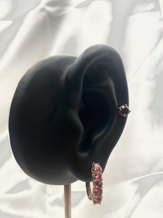 Conjunto em ouro maciço Anel + par de brincos com zircônias rosa