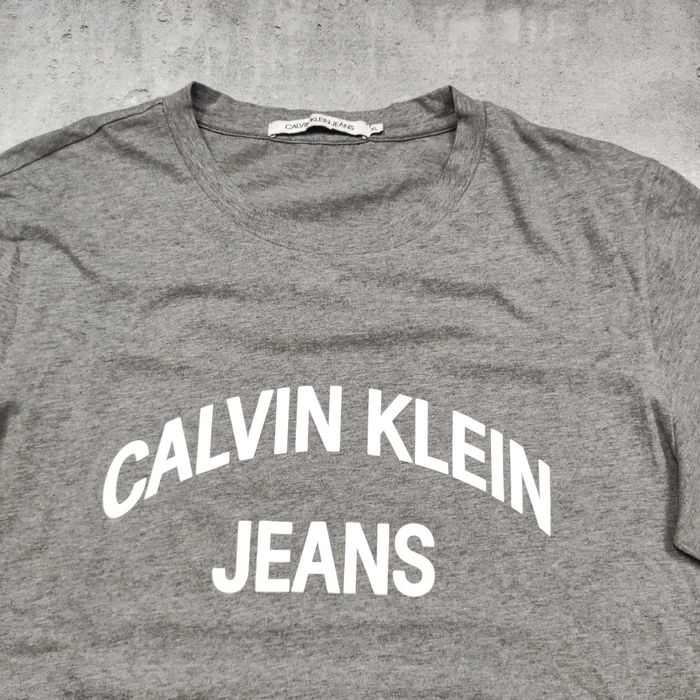 MĘSKA Koszulka Bawełna PREMIUM Szara Duże Logo CK Calvin Klein Jeans