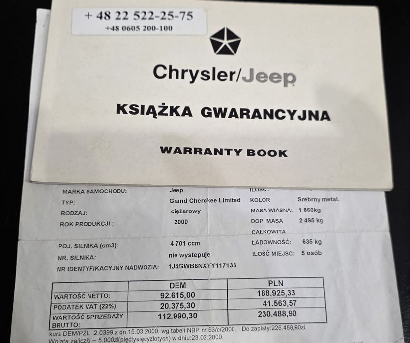 JEEP Grand Cherokee WJ - 4.7 V8 + LPG, hak, lift, polski salon