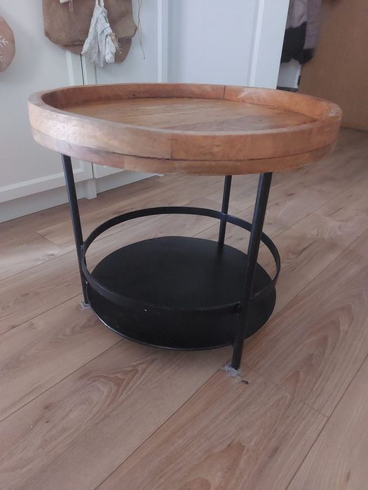 Stolik metalowo-drewniany