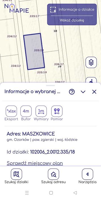 Działki budowlane Sokolniki, Maszkowice, gm. Ozorków.