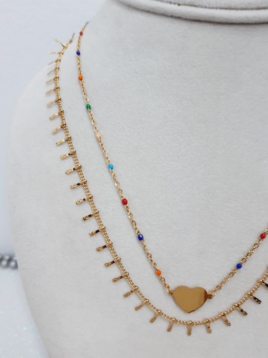 Colar duplo em aço inoxidável