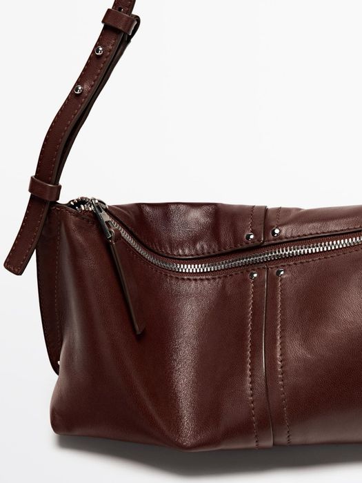 Сумка на плече зі шкіри наппа massimo dutti