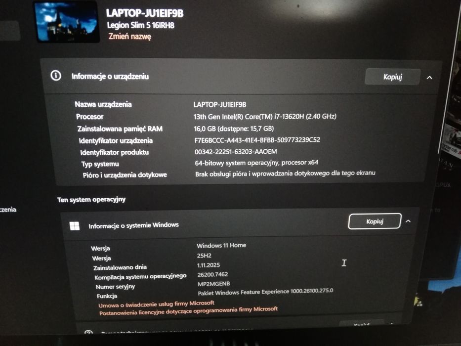 Lenovo legion slim 5 16irh8