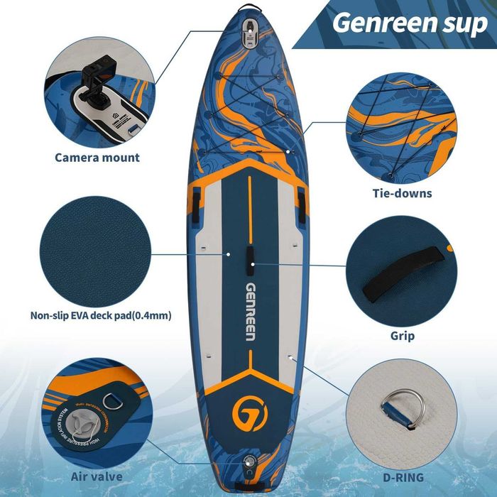 Надувна SUP дошка для плавання GENREEN 335 см Синя