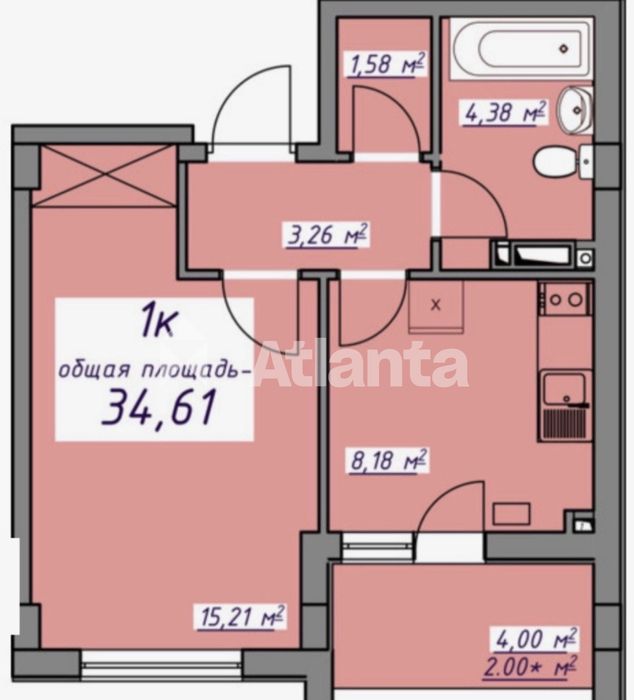 1-кімнатна з гардеробною та лоджією в ЖК 7 Небо