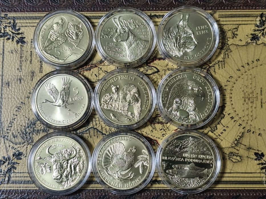 Moedas 5€ ESLOVÁQUIA Fauna e Flora