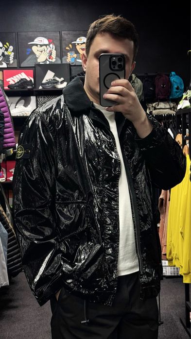 Stone island supreme new silk light jacket with liner black