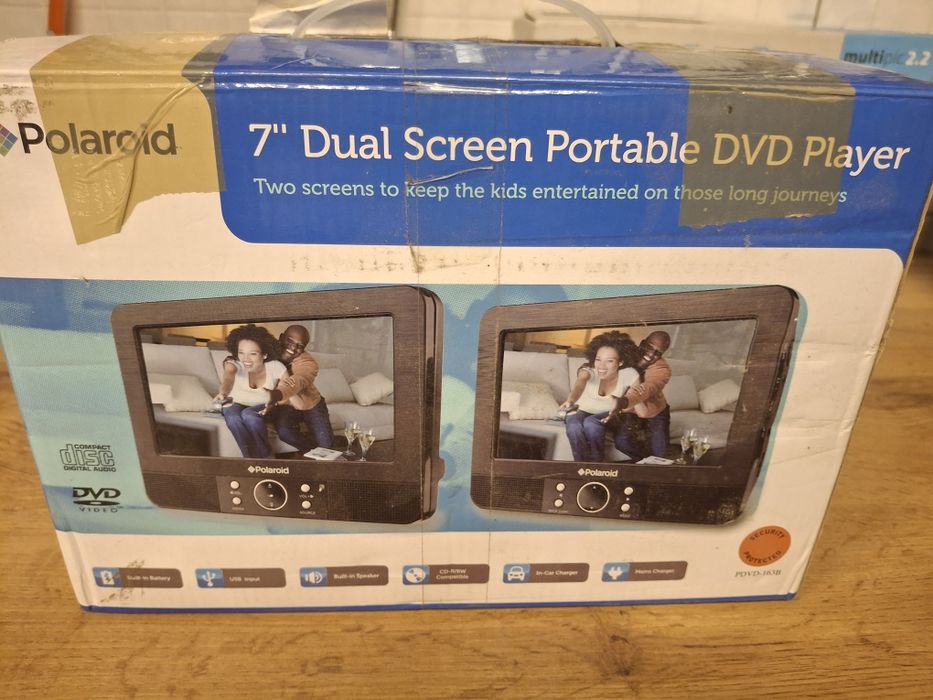Przenośny sanochodowy odtwarzacz dvd 2 ekrany