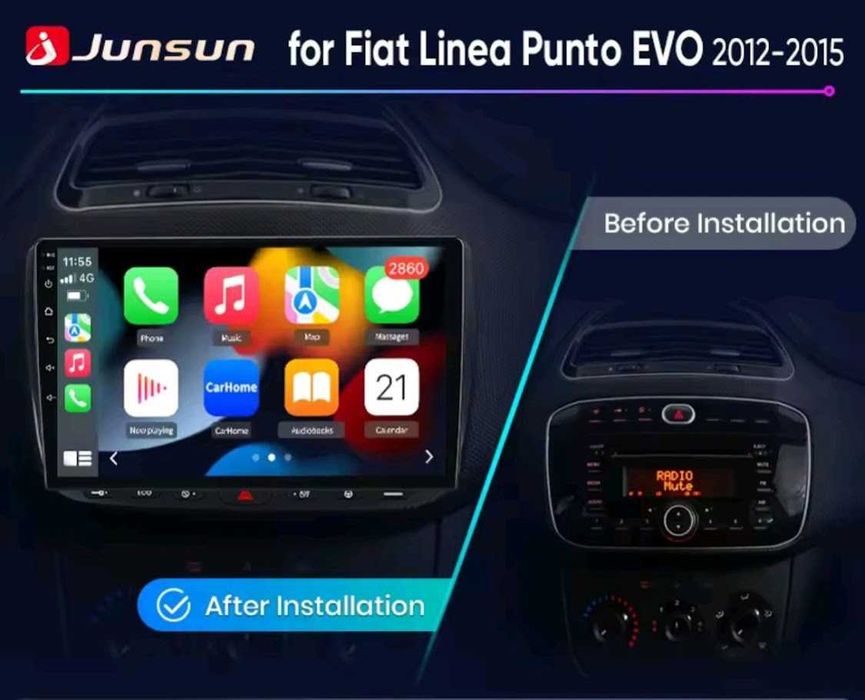 Rádio 9" Android Fiat Linea Punto EVO 2012 a 2015 CarPlay Android Auto 2/32GB (novo)