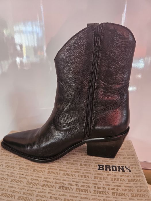 Czarne botki kowbojki Bronx skóra