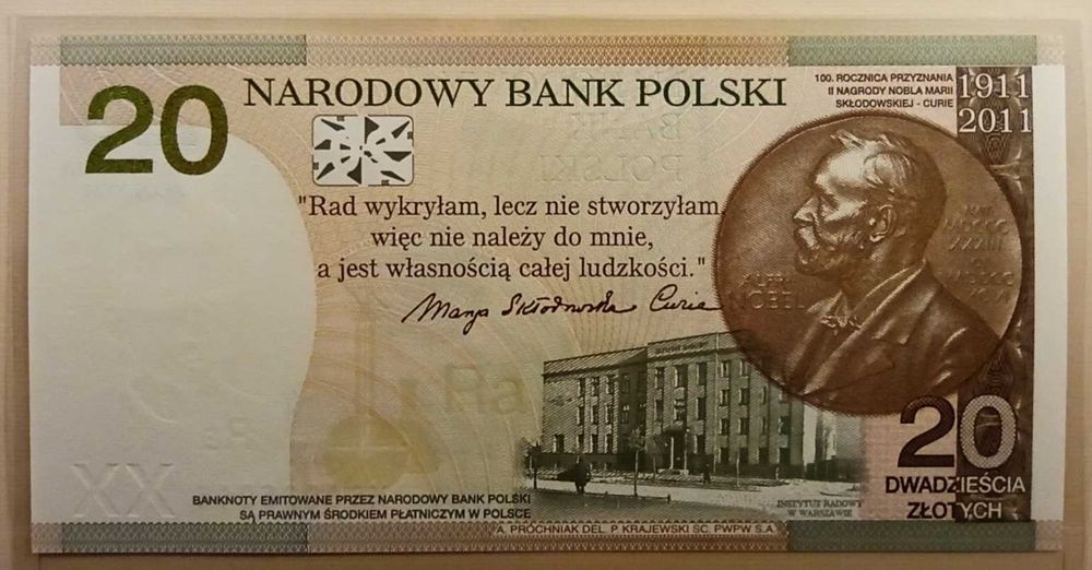 Banknot kolekcjonerski Maria Skłodowska-Curie UNC 6112