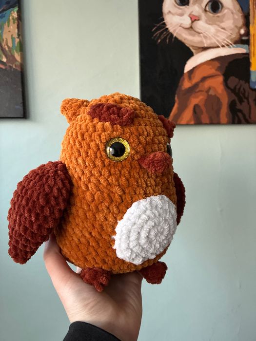 Duża pluszowa sowa na szydełku