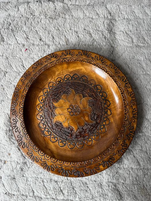 PRL Cepelia Drewniany Talerzyk Góralski