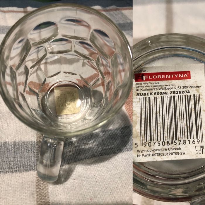 Szklany kufel z uchem, nowy kubek 0,5l Florentyna grube szkło do piwa