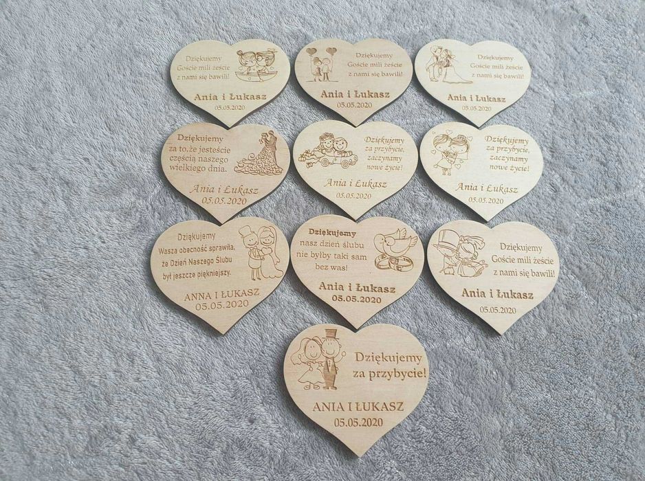 Podziękowania na wesele magnesy