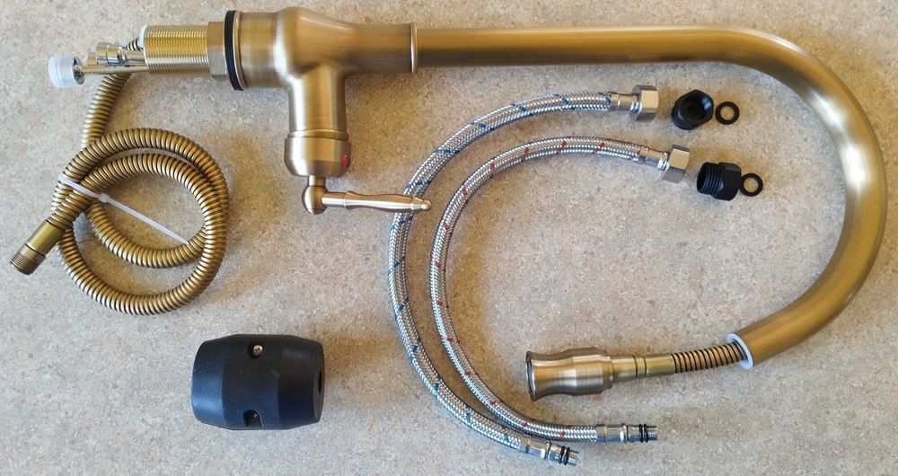 Bateria kuchenna stojąca Retro mosiądz wyciągana wylewka