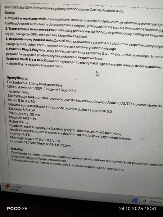 Mini adapter  CarPlay i Android Auto