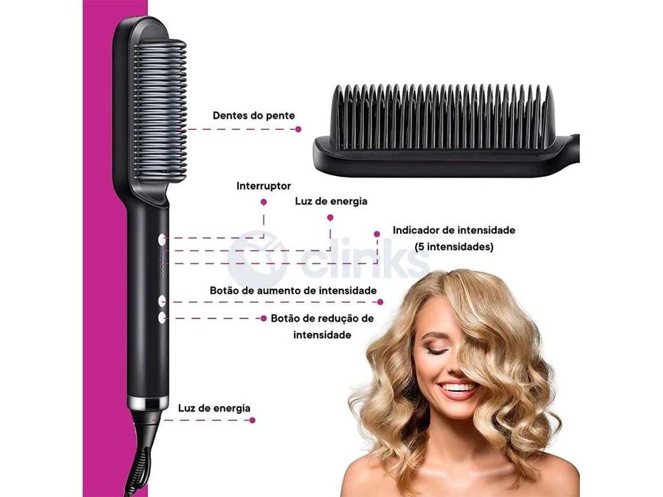 Escova Alisador 3 em 1 - NOVA