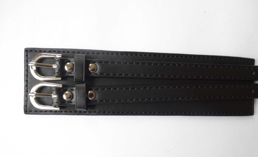 Bransoletka damska czarna skórzana modna męska