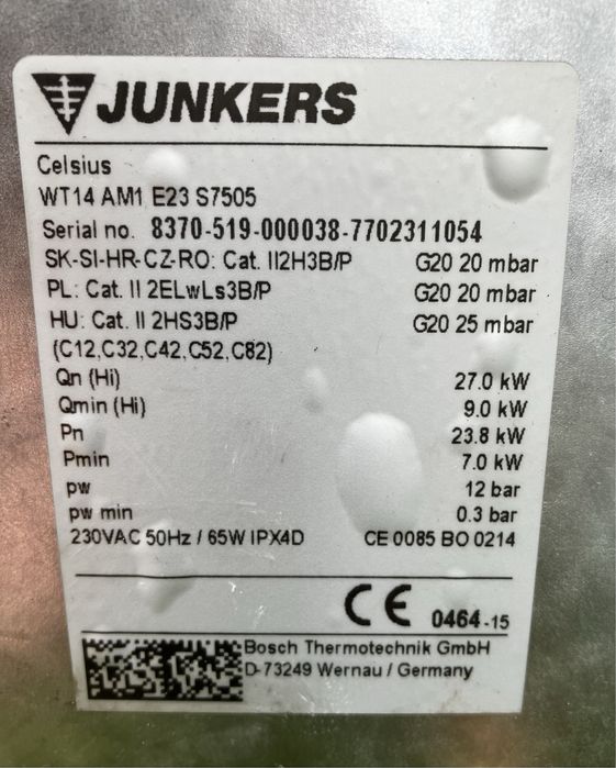 Junkers Celsius podgrzewacz