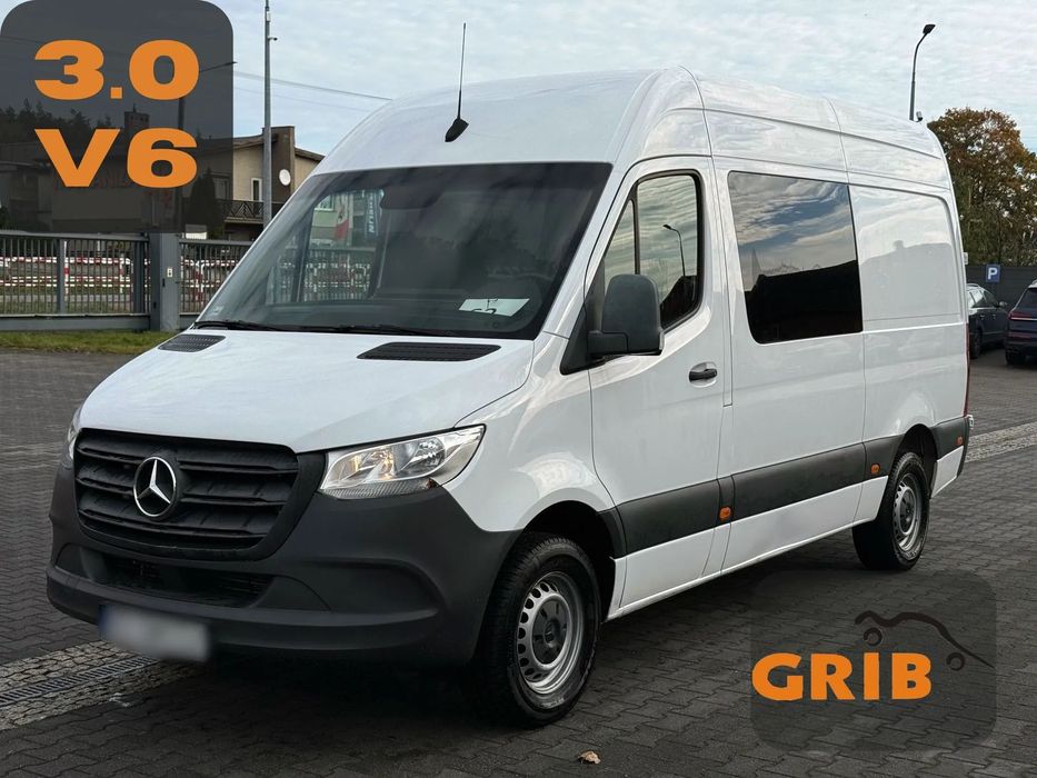 Mercedes-Benz Sprinter 319 CDI V6 L2H2 Doka Brygadówka 4-miejsca Zabudowa Warsztatowa Salon PL  NR. 62 Klimatyzacja, Tempomat, Webasto, HAK 3500 kg