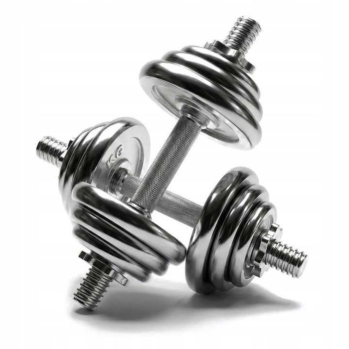 HANTLE ŻELIWNE CHROMOWANE 2x10 zestaw 20kg solidne 25mm chrom żeliwo