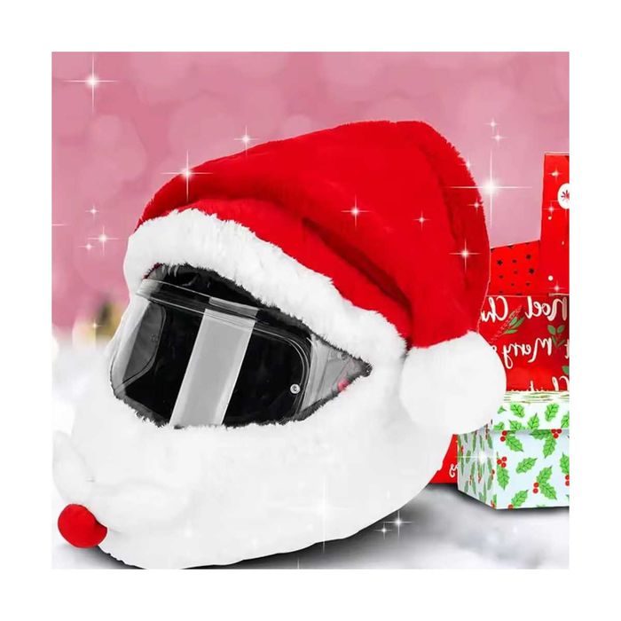 Gorro de Pai Natal com barba capacete tamanho único par de luvas