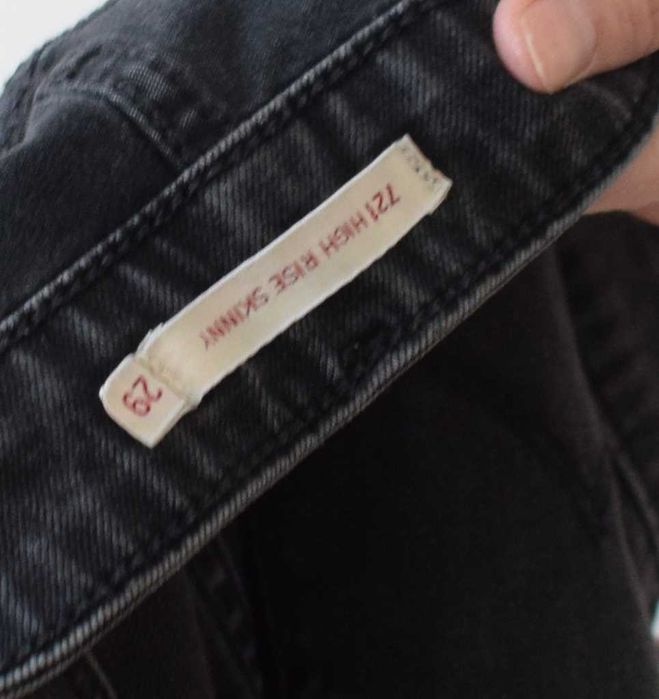 Levi's premium 721 w29 l32 m spodnie czarne rurki wysoki stan