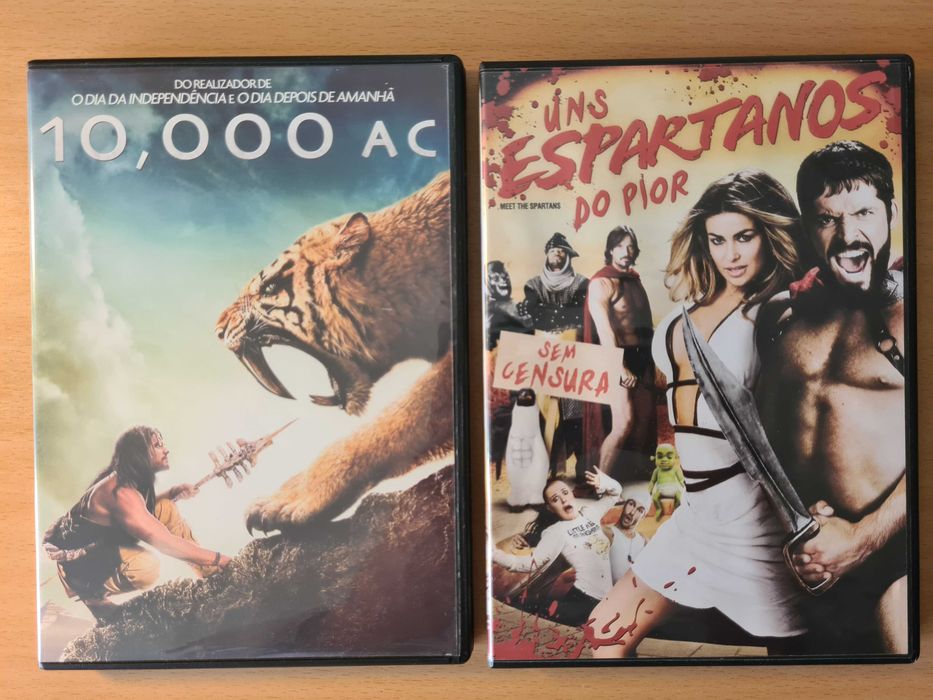 2 filmes em DVD sobre a Antiguidade: 10000 AC e Uns Espartanos do Pior