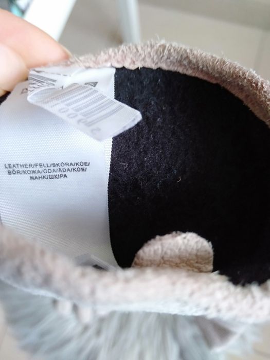 Rękawiczki skórzane, różowe z kokardką, Reserved, r.M