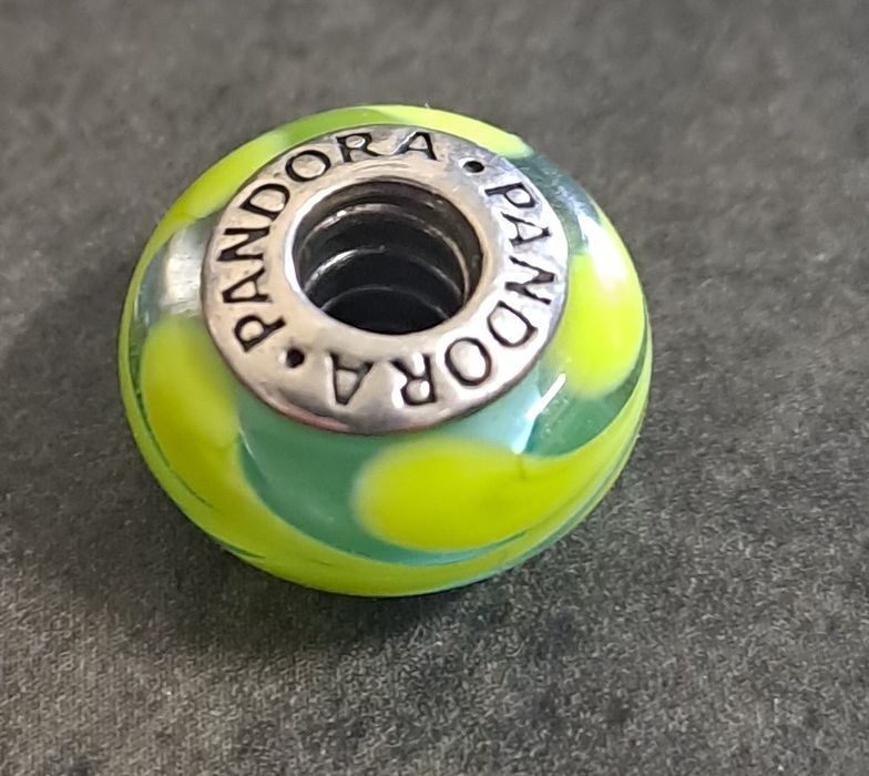 Conta Pandora em Murano Verde e Prata 925 NOVA