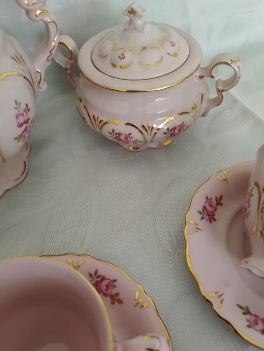 Serwis różowa porcelana Leander