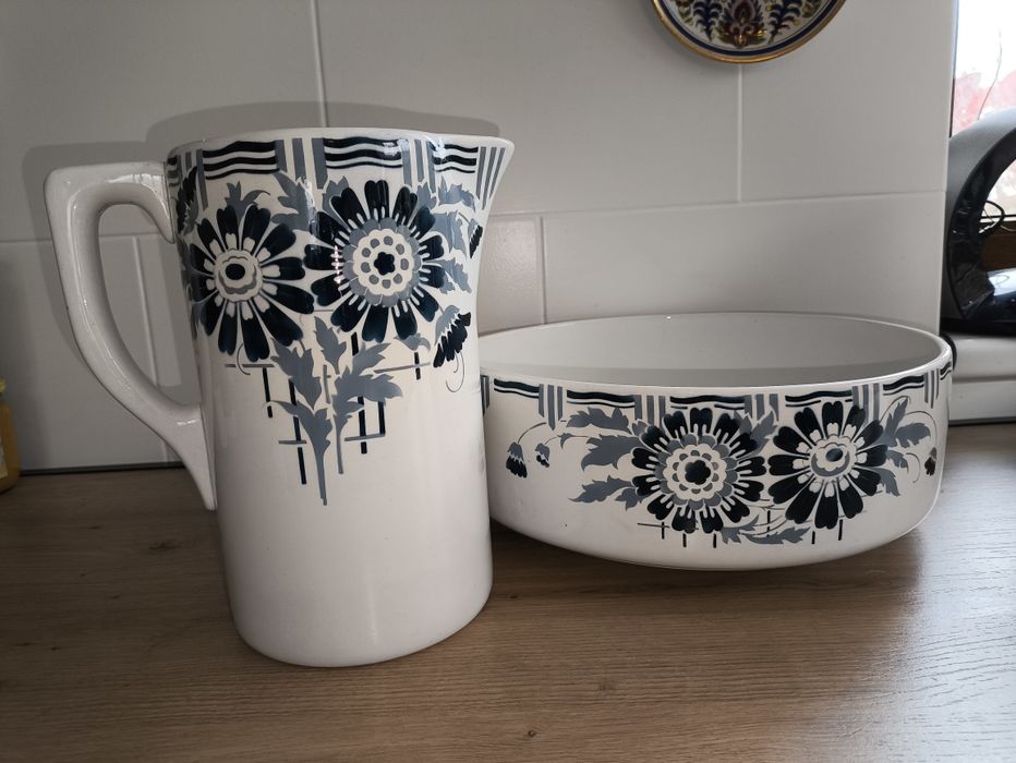 Stary antyczny zestaw toaletowy dzbanek i misa  art deco