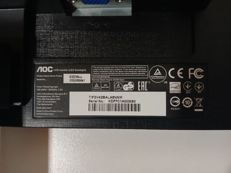 Monitor AOC E2270SWN LED 21.5"