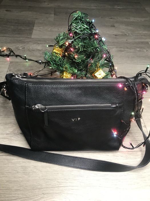 Жіноча чорна сумка Bags VIF, натуральна шкіра,оригінал