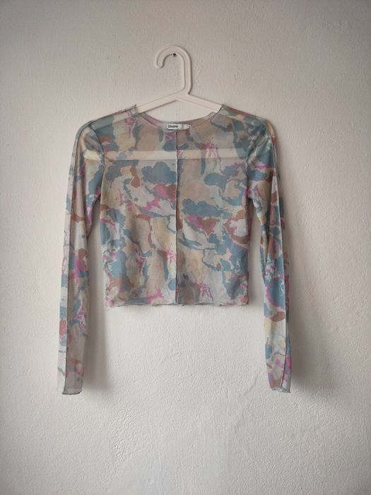 Bluzka crop top mgiełka przezroczysta Sinsay XS