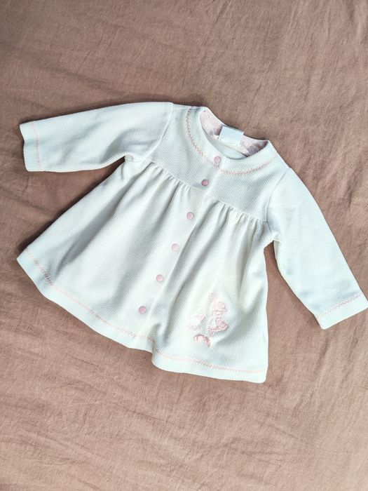 Biała prążkowana sukienka na guziczki Carter's