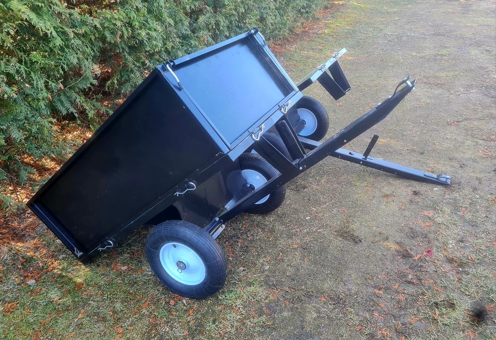 Przyczepka z otwieranymi burtami do kosiarki traktorka quada laweta
