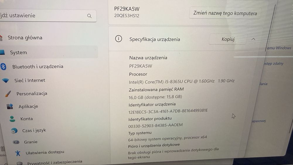 Lenovo ThinkPad X1 Carbon 7TH i5 16GB 256GB SSD FULL HD W11Pro