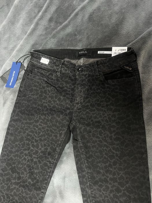 Натуральні джинси лео принт replay new luz cotton