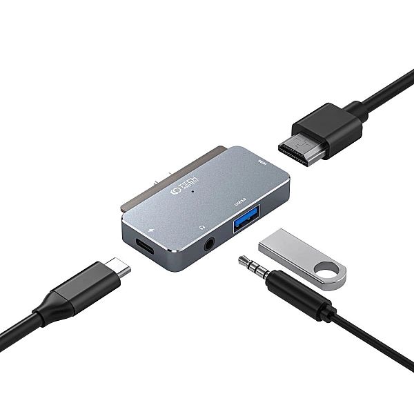 HUB Tech-Protect V6/4w1 USB-C - USB-A 3.0 / USB-C PD100W / HDMI / mini