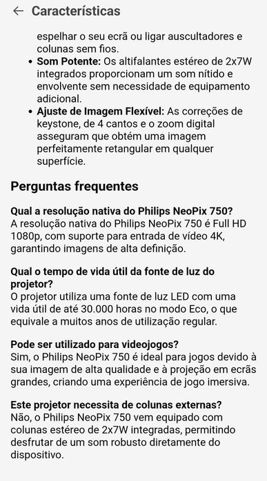 Projetor philips Neopix