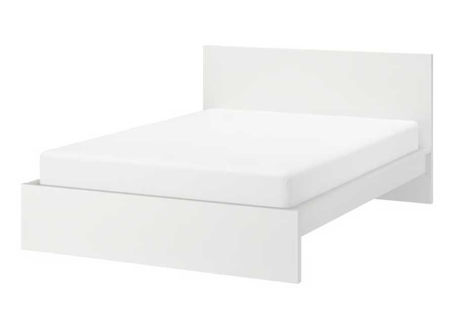 Cama IKEA MALM 140x200 cm + colchão HOVAG + estrado de ripas LURÖY
